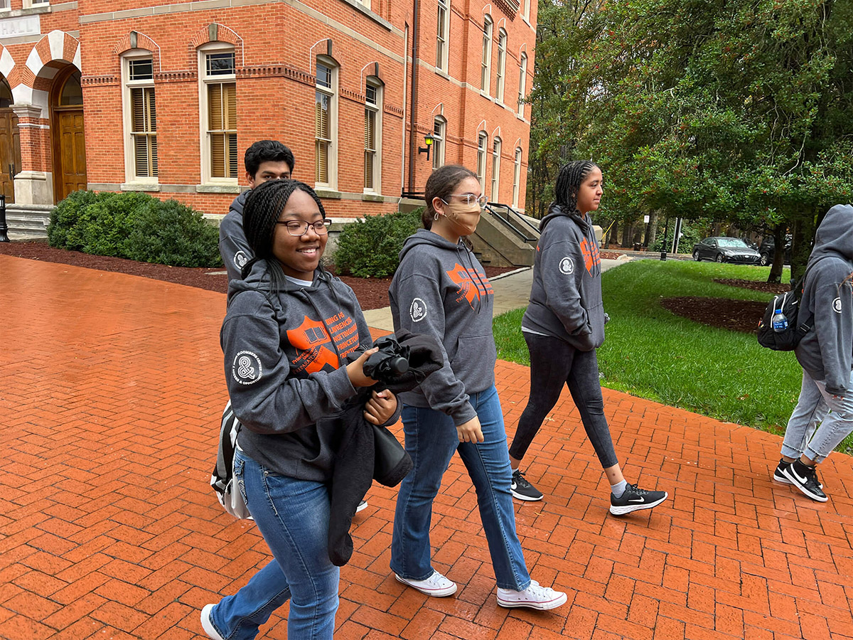Photo of students on Princeton campus tour